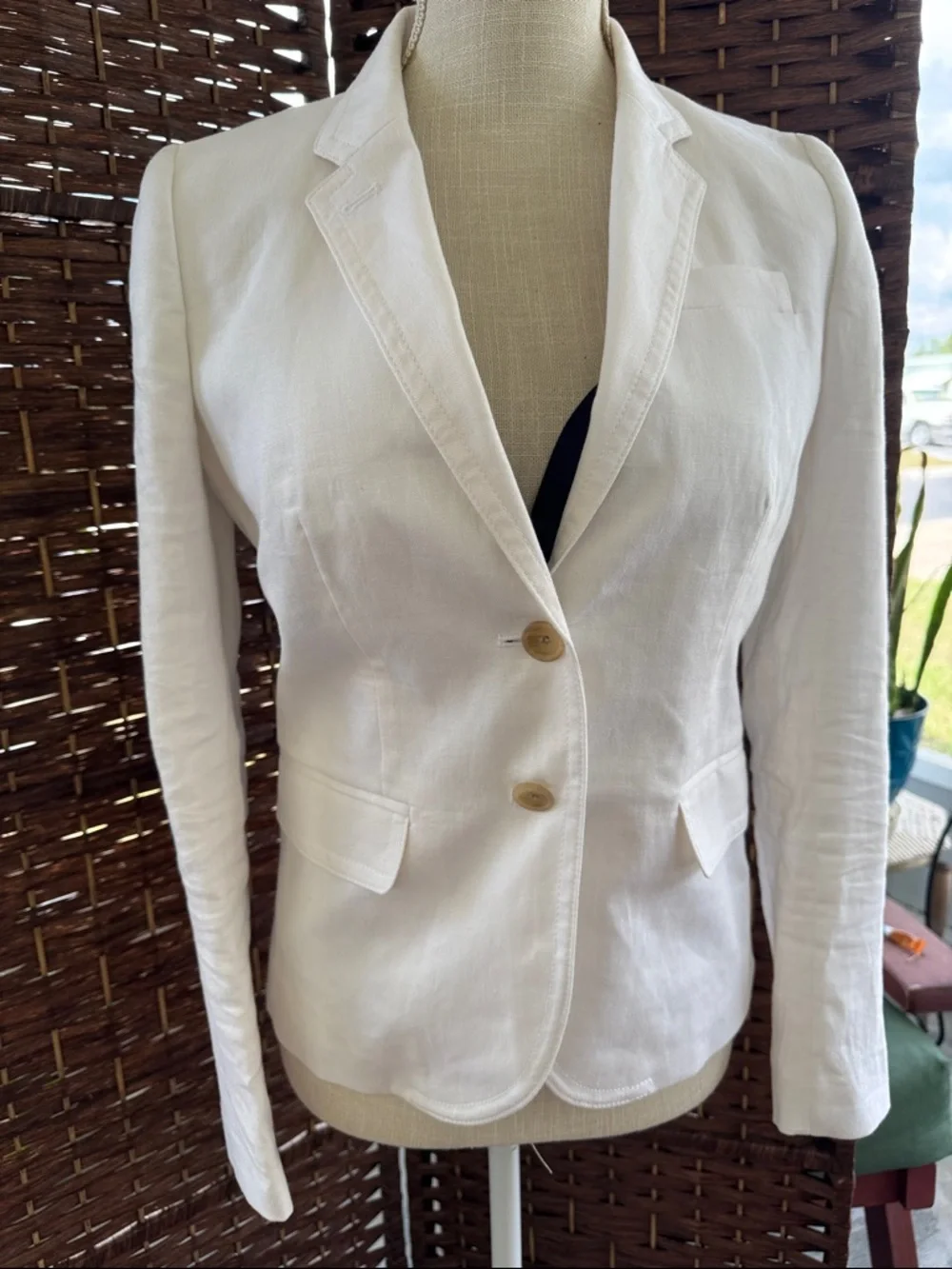 J. Crew Women's Cream Linen Single-Breasted Blazer - Picture 1 of 16